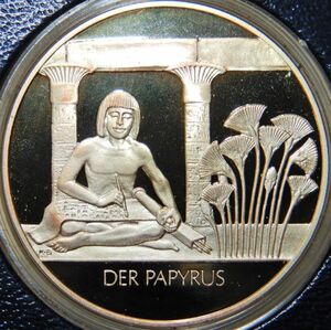 6 海外 造幣局 限定版 人類進化と文化の形成 1976年作 古典の写本 エジプト筆記具 パピルス 彫刻 純銀製 アート メダル コイン プレート