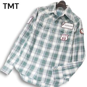 TMT ティーエムティー ビッグホリデー 通年 ロゴ ワッペン★ 長袖 ウエスタン チェック シャツ Sz.M メンズ 日本製　I5T00086_1#C