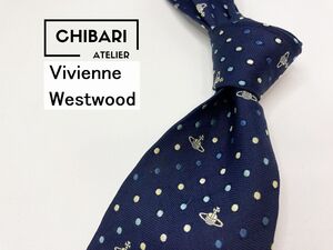 Vivienne Westwood　ヴィヴィアンウエストウッド　オーブ＆ドット柄 ネクタイ 3本以上 送料無料 メンズ ネイビー　1202247