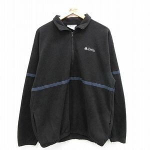 L/古着 長袖 ハーフジップ フリース ジャケット メンズ 90s Delta CiNTAS 黒他 ブラック 23nov25 中古 アウター 2OF