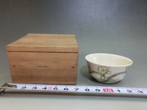 猪口■梅紋 梅の花 春 酒器 ぐい呑み 京焼 桐箱付 古美術 時代物 骨董品■