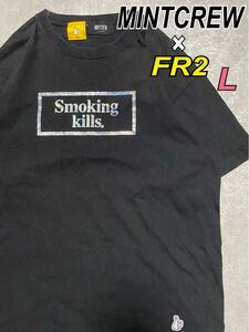 希少 FR2 x MINTCREW コラボ 半袖 シャツ ブラック L smokingkills ボックスロゴ グラデーション