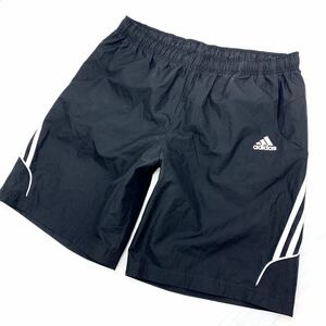 アディダス adidas ナイロンショートパンツ ブラック Oサイズ 裏メッシュ仕様 スポーツにぴったり♪ サッカーフットサルなどに■Ja2066