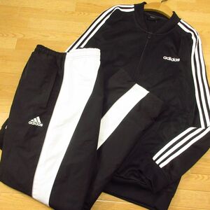 ◎使用少なめ！L 上下セット！adidas アディダス◆厚手 裏起毛 ジャージジャケット&ナイロンパンツ 秋冬！◆メンズ 黒◆BA1281