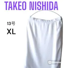 TAKEO NISHIDA　スカート　白　ウエスト幅71㎝　着丈64㎝ XL