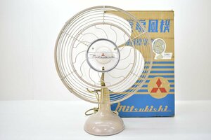 MITSUBISHI 30cm 3枚羽根 扇風機 白樺色 元箱付[三菱][A.C. ELECTRIC FAN][アンティーク][昭和レトロ][当時物]36M