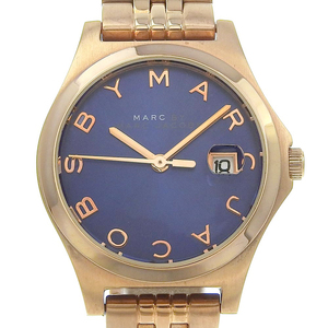 MARC BY MARC JACOBS マークバイマークジェイコブス ザ・スリム MBM3322 腕時計 SS ゴールド レディース ネイビー文字盤【I210123034】中古