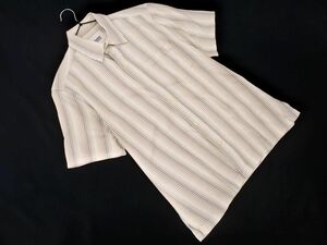 TAKEO KIKUCHI タケオキクチ ストライプ 半袖 シャツ size3/白ｘベージュ ■◆ ☆ eec9 メンズ