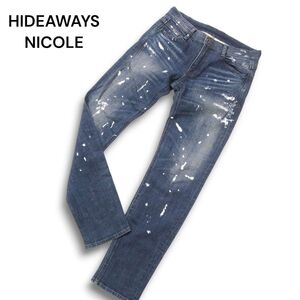 HIDEAWAYS NICOLE ハイダウェイ ニコル USED&ペイント加工★ ストレッチ スキニー デニム パンツ ジーンズ Sz.48 メンズ　C4B05354_C#R