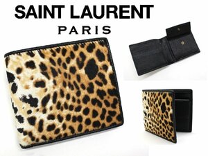 11万新品◆SAINT LAURENT サンローラン スペイン産ハラコ素材 2つ折りコンパクト財布【サンローラン】1円