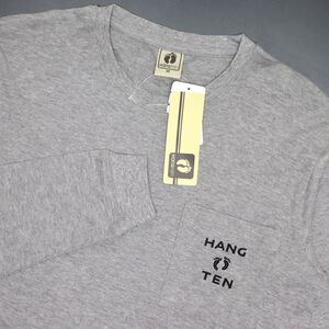 ●送料390円可能商品 ハンテン HANGTEN 新品 メンズ 胸ポケット 長袖 ロング Tシャツ ロンT 灰 XLサイズ [SN401-NE3-LL] 一 三 参★QWER