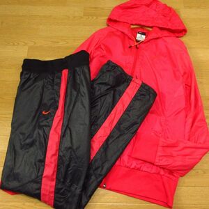 ◎美品！S 上下セット！NIKE ナイキ◆セットアップ 裏起毛 ウィンドブレーカー ジャケット&パンツ 秋冬！◆レディース ピンクx黒◆BA0971