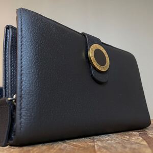 1円【美品】 BVLGARI ブルガリ ビーゼロ 財布 ■レザー ラウンドファスナー 　長財布 札入れ 小銭入れ コンパクト　黒　二つ折り　ブラック