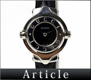 171243◇動作確認済 GUCCI グッチ ターンフェイス リバーシブル バングルウォッチ 腕時計 クォーツ SS レザー 黒 シルバー レディース/ D