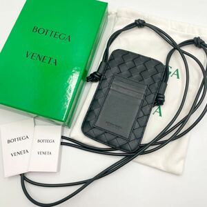 《極美品 現行》BOTTEGA VENETA ボッテガヴェネタ イントレチャート レザー フォンケース ポーチ カードケースショルダーバック 定価約14万