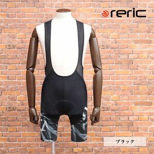 春夏/reric/XXLサイズ/国産ビブショーツ 吸汗速乾 ストレッチ メッシュ通気性◎ ブラッシュ柄 空気抵抗軽減APS 新品/黒/ブラック/ib309/