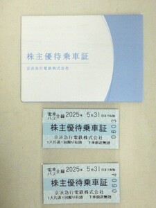 ★京浜急行電鉄株式会社★株主優待乗車証★片道無料乗車券2枚★電車・バス★期限2025/5/31まで★