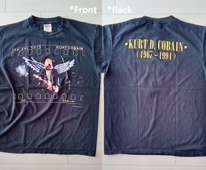 ［ L ］「 KURT D.COBAIN カートコバーン NIRVANA ニルヴァーナ angel wings バンド ビンテージスタイル プリント Tシャツ (*BIO) 」新品