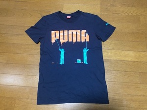 ★即決★PUMA　プーマ★半袖プリントTシャツ★Sサイズ★ネイビー×ブルー★LIFE STYLE★スケーター★ソロキャン★ピスト★送料230円★