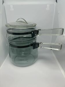 オールドパイレックス PYREX パイレックス USA 耐熱ガラス 片手鍋 ビンテージ 昭和レトロ ダブルボイラー