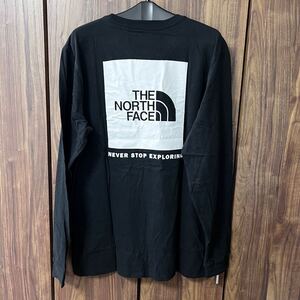 新品 ノースフェイス ロンT 海外Mサイズ THE NORTH FACE 長袖 Tシャツ メンズ 黒 ロゴ バックプリント ボックスロゴ ブランド 