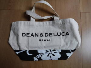 税不要特価 新品 正規品!DEAN＆DELUCA ディーン＆デルーカ ハワイ限定 花柄 ハイビスカス柄 大きめロゴ トートバッグ♪エコバッグ⑮