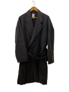 YOKO SAKAMOTO◆Tweed Double Breasted Coat/2023AW/トレンチコート/L/ウール/GRY/無地