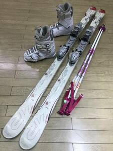 ☆★☆2025スタートセール！レディース４点セットN322　スキーK2　SUGERLOVE 160cm/ 靴 HEAD 24.0-24.5cm/ POLE新品105ｃｍ