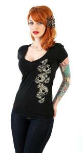 ★ラッキー13 Tシャツ LUCKY13 3 SKULLS Ladys - M 骸骨 punk 50s シュガー スカル