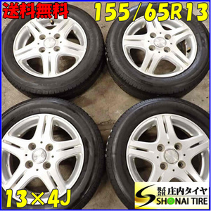 夏4本SET 会社宛送料無料 155/65R13×4J 73S ブリヂストン ECOPIA ネクストリー 2021年製 アルミ セルボ パレット ラパン ワゴンR NO,E5528