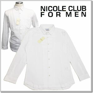 ニコルクラブフォーメン NICOLE CLUB FOR MEN ニットサッカーチェックシャツ 4464-8002-96(WHITE)-48(L) 長袖シャツ