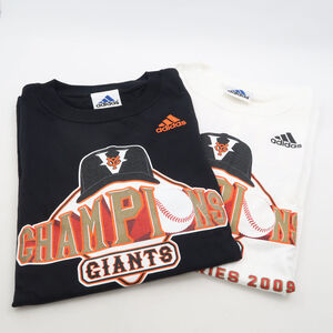 美品 adidas アディダス 2009 読売ジャイアンツ チャンピオン 優勝記念 半袖Tシャツ 2点セット 白黒 巨人 トップス メンズ HU1106A31