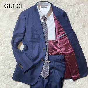 【未使用級】GUCCI グッチ スーツ セットアップ ネイビー 紺 46R M