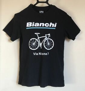 Uniqlo ユニクロ Bianchi ビアンキ Via Nirone 7 半袖Tシャツ 半袖シャツ Sサイズ ブラック 黒