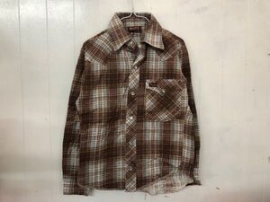 クリックポスト可 Wrangler (ラングラー) 長袖 ネルシャツ US 古着 アメリカ キッズ チェック ヴィンテージ MADE IN USA シャツ Y-5-39