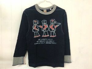 クリックポスト可 キッズ S バータック BARTACK 長袖Tシャツ ロンT アメカジ 子供 コットン ネイビー インディゴ Y-6-14