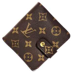 1286 ルイヴィトン LOUISVUITTON モノグラム コンパクトジップ 二つ折り財布 M61667 ブラウン コンパクトウォレット ミニ財布 レディース