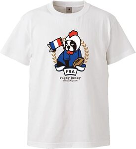 ★ラグビー ジャンキー フランス代表 M 半袖 コットン Tシャツ レ・ブルー クラウディオパンディアーニ 白 ワールドカップ