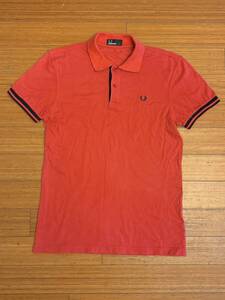 FRED PERRY／フレッドペリー 半袖ポロシャツ オレンジ　M　100% COTTON　着丈：71cm／身幅：50cm