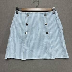 YT1210 ZARA DENIM ザラデニム 裾カットオフ コットンデニムスカート Sサイズ ストライプ ミニスカート ポケット付き