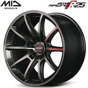 MID RMP RACING R25 1本価格 ガンメタポリッシュ/ブラッククリア 9.5J-18インチ 5H114.3 インセット+12