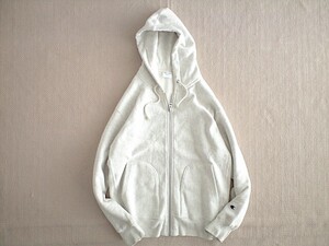 即決 復刻 青タグ 別注品 ワイドシルエット Champion REVERSE WEAVE フルジップ パーカー オートミール 外付けポケット Sサイズ