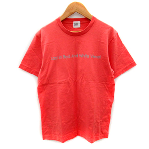 タケオキクチ TAKEO KIKUCHI Tシャツ カットソー 半袖 ラウンドネック プリント 2 サーモンピンク /SY32 メンズ
