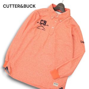 CUTTER&BUCK カッター＆バック 通年 MOTION 3D★ ロゴ刺繍 ドット総柄 長袖 ボタンダウン ポロシャツ Sz.M　メンズ ゴルフ　C4T07969_9#F