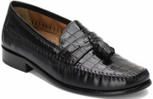 Florsheim 29.5cm タッセル ローファー クロコダイル 型押し ビジネス スリッポン ゴア ブラック ベネチアン スーツ レザー 革靴 JJJ243