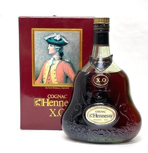 【ST4711MG】【未開栓 古酒】Hennessy ヘネシー X.O COGNAC コニャック 700ml 40％ 金キャップ グリーンボトル ブランデー ラベル剥がれ有