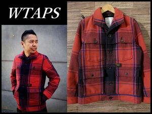 送無 希少 美品 WTAPS ダブルタップス 12AW 122GWDT-JKM06 LAMBER JACK ランバージャック メルトンウール 中綿入り チェック ジャケット M