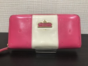 ■【YS-1】 サマンサタバサプチチョイス 長財布 ■ ピンク × 白系 小銭入れ有り Samantha Thavasa Petit Choice 【東京発 手渡し可能】K