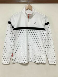 な1440 le coq sportif GOLF ルコックゴルフ 長袖シャツ ゴルフウェア レディース ハーフジップ ホワイト ロゴ刺繍