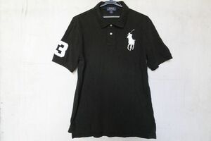 POLO RALPH LAUREN/ポロラルフローレン/半袖ポロシャツ/鹿の子素材/ナンバーワッペン/黒/ブラック/XL(18-20)サイズ(7/26R6)